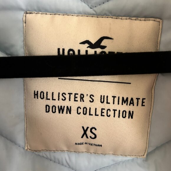 Hollister Down Coat XS Gray Ultimate Down Collection Hooded Puffer Jacket - Picture 9 of 9